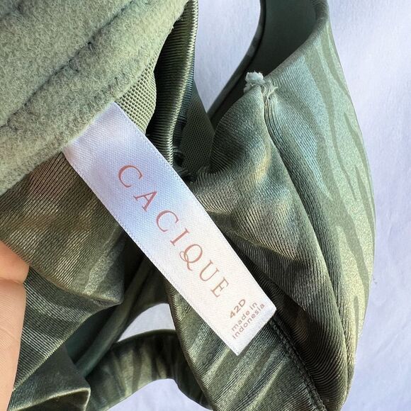 Cacique 42D Lightly Lined Balconette Bra Green Zebra Print - Picture 9 of 9